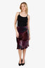 Nanette Lepore Purple Velvet Floral Print Ruffled Midi Skirt Size 4