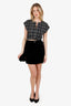 Blumarine Black Velvet Crystal Embellished Mini Skirt Estimated Size S