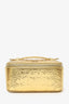 Pre-Loved Chanel™ Gold Metallic Crocodile Embossed Mini Vanity Bag