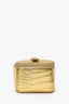 Pre-Loved Chanel™ Gold Metallic Crocodile Embossed Mini Vanity Bag