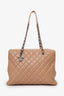 Pre-Loved Chanel™ 2015-16 Beige Caviar Leather Quilted City Large Shopping Tote