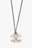 Pre-Loved Chanel™ 2007 Silver Toned Enamel CC Interlocking Pendant Necklace