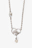 Christian Dior Silver Toned Heart Logo Pearl Necklace