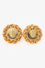 Pre-Loved Chanel™ Gold Tone Coco Mark Wheat Motif Round Earrings