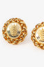 Pre-Loved Chanel™ Gold Tone Coco Mark Wheat Motif Round Earrings