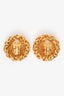 Pre-Loved Chanel™ Gold Tone Coco Mark Wheat Motif Round Earrings