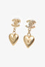 Pre-Loved Chanel™ Vintage 2002 Rhinestone & Metal CC Heart Dangle Stud Earrings