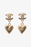 Pre-Loved Chanel™ Vintage 2002 Rhinestone & Metal CC Heart Dangle Stud Earrings