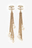 Pre-Loved Chanel™ Gold Tone CC Logo Tassel With Pearls Earrings