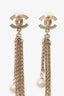 Pre-Loved Chanel™ Gold Tone CC Logo Tassel With Pearls Earrings