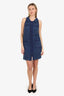 Pre-Loved Chanel™ Blue Boucle Tweed Sleeveless Shift Dress Size 34