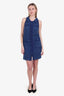 Pre-Loved Chanel™ Blue Boucle Tweed Sleeveless Shift Dress Size 34