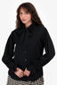 Pre-Loved Chanel™ Black Cotton/Silk Bow Cuff Button Down Blouse Size 36