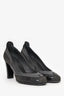 Pre-Loved Chanel™ Grey Suede/Leather Mesh CC Pumps Size 36