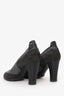 Pre-Loved Chanel™ Grey Suede/Leather Mesh CC Pumps Size 36