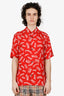 Louis Vuitton Red Silk City Logo Printed Hawaiian Shirt Size S Mens