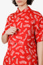 Louis Vuitton Red Silk City Logo Printed Hawaiian Shirt Size S Mens