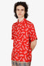 Louis Vuitton Red Silk City Logo Printed Hawaiian Shirt Size S Mens