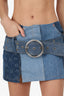 Marine Serre Blue Denim Monogram Belted Mini Skirt Size 34