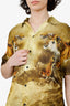 Dries Van Noten Green Tiger Print Short Sleeve Shirt Size 44