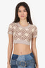Marine Serre Beige/Brown Chunky Jacquard Knitted Crop Top Size XS