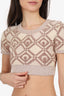 Marine Serre Beige/Brown Chunky Jacquard Knitted Crop Top Size XS