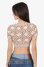 Marine Serre Beige/Brown Chunky Jacquard Knitted Crop Top Size XS