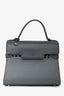 Delvaux Grey Leather 2 Tone Tempete MM Silver Hardware with Strap