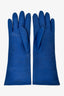 Saint Laurent Royal Blue Leather Long Gloves Size 8