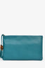 Gucci Turquoise Pebbled Leather Bamboo Tassel Clutch