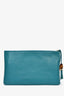 Gucci Turquoise Pebbled Leather Bamboo Tassel Clutch