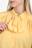 Gucci Yellow Silk Ruffle Blouse Size 40