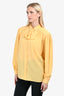 Gucci Yellow Silk Ruffle Blouse Size 40