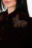 Saint Laurent 2018 Burgundy Gold Embroidered Velvet Western Shirt Size 38 Mens