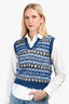 Maison Margiela 2022 Blue Wool Blend Anarchic Fair Isle Sweater Vest Size S