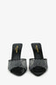 Saint Laurent Black Leather Crystal Embellished Mesh Mules Size 38.5