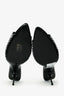 Saint Laurent Black Leather Crystal Embellished Mesh Mules Size 38.5