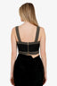 Balmain Black/Gold Button-Embossed Cropped Knit Top Size 40