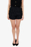 Balmain Black Tweed Gold Button Mini Shorts Size 36