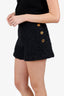 Balmain Black Tweed Gold Button Mini Shorts Size 36