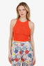 Balmain Orange Monogram Knit Crop Top Size 38