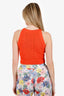 Balmain Orange Monogram Knit Crop Top Size 38
