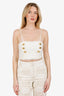 Balmain White Metallic Tweed Double Breasted Crop Top Size 36