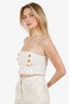 Balmain White Metallic Tweed Double Breasted Crop Top Size 36