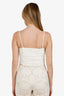 Balmain White Metallic Tweed Double Breasted Crop Top Size 36