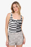Balmain Black/White Logo Stripe Jacquard Bodysuit Size 42