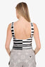 Balmain Black/White Logo Stripe Jacquard Bodysuit Size 42