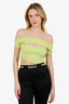 Balmain Green Cut-out Ribbed Knit Cropped Top Size 42