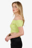 Balmain Green Cut-out Ribbed Knit Cropped Top Size 42