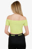 Balmain Green Cut-out Ribbed Knit Cropped Top Size 42